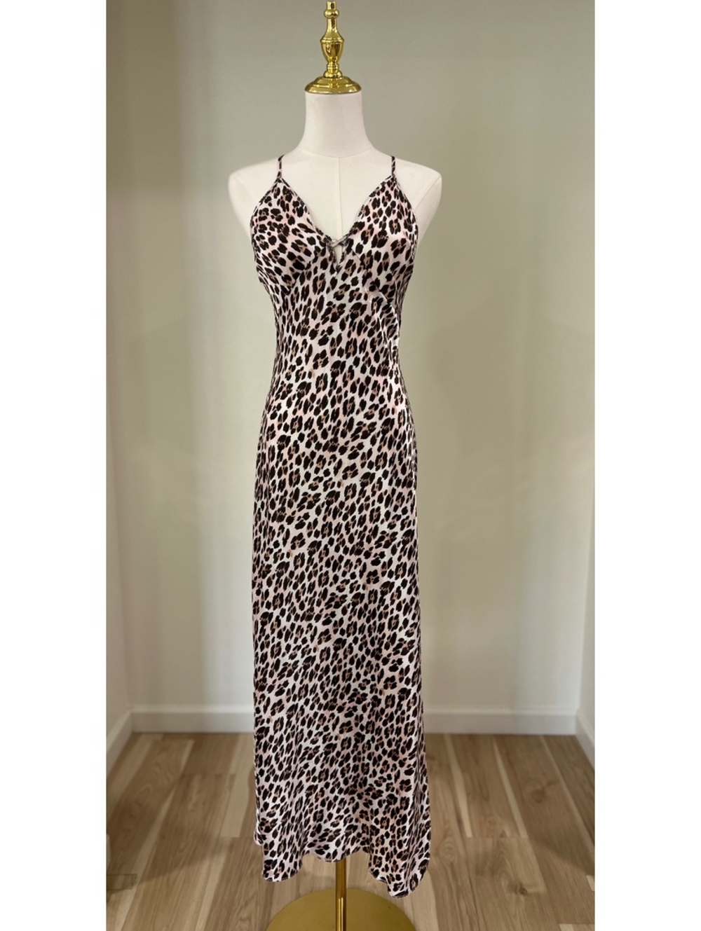 Vtg Victoria's Secret Silk Leopard Maxi Slip Dress M Y2K